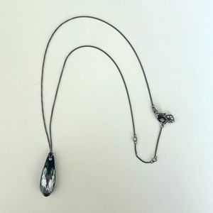 Swarovski Gunmetal Necklace with Faceted Black Crystal Pendant